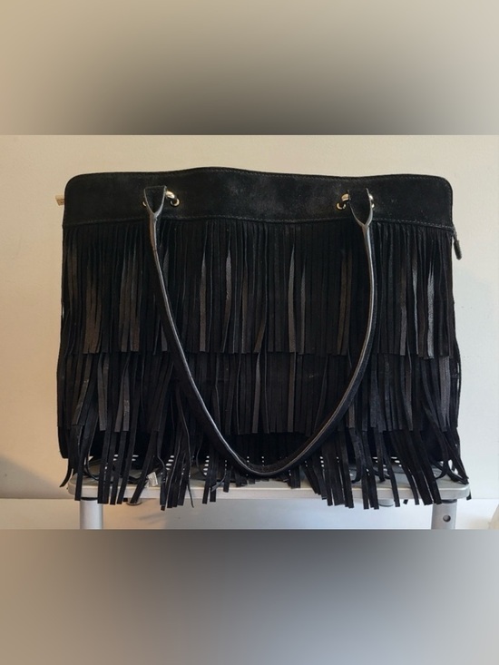 Danier Handbags - 🖤 Vintage DANIER Suede & Leather Fringe Tote Bag - Boho Western Style